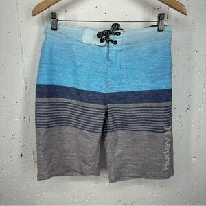 Hurley Men’s Size 29 Blue & Gray Striped Board Shorts NEW